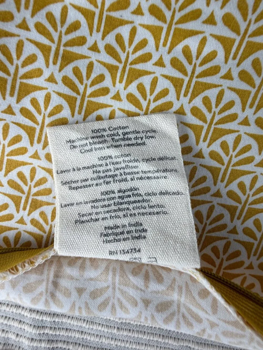 Boutique Living Set of 3 Reversible Pillow Shams 25.5x24 Yellow Geometric Grey